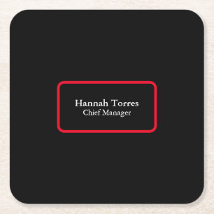 Trendig Black & Red Plain Kreativ Modern Underlägg Papper Kvadrat