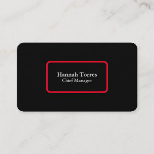 Trendig Black & Red Plain Kreativ Modern Visitkort