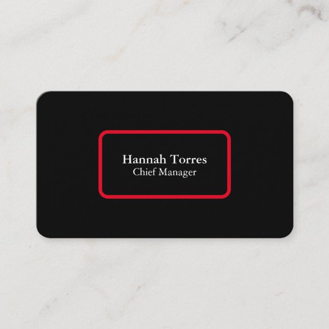 Trendig Black & Red Plain Kreativ Modern Visitkort (Framsida)