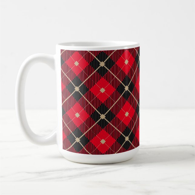 Trendig Black Red Play Mönster Kaffemugg (Vänster)
