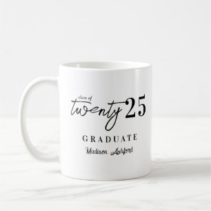 Trendig Black Script Typography 2025 Studenten Kaffemugg