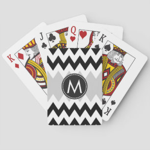 Trendig Black White Chevron Rand Mönster Spelkort