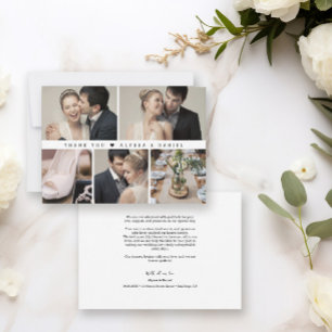 Trendig Black White Chic Bröllop Photo Collage Tack Kort