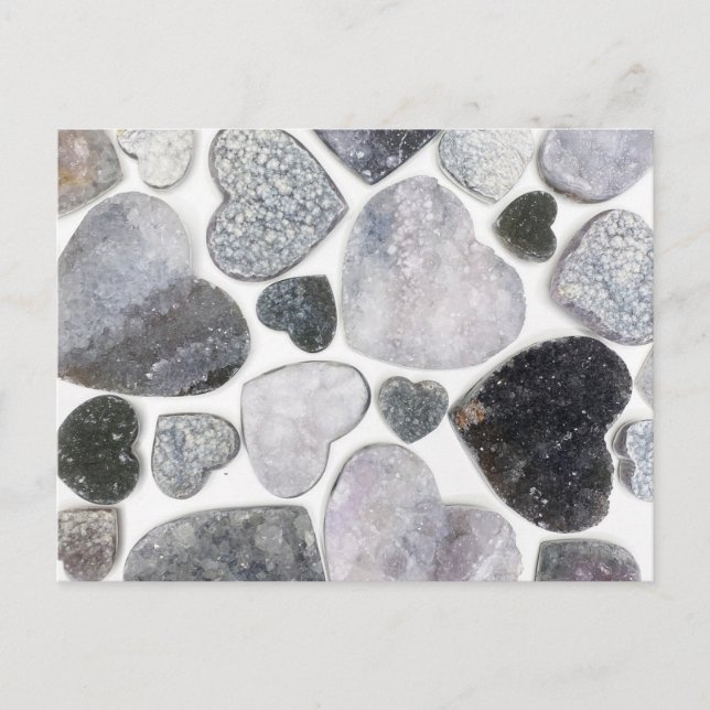 Trendig Black White Crystal Heart Mönster Vykort (Framsida)