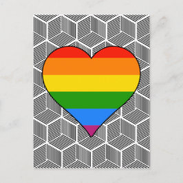 Trendig Black White Design Rainbow Heart Kärlek Vykort