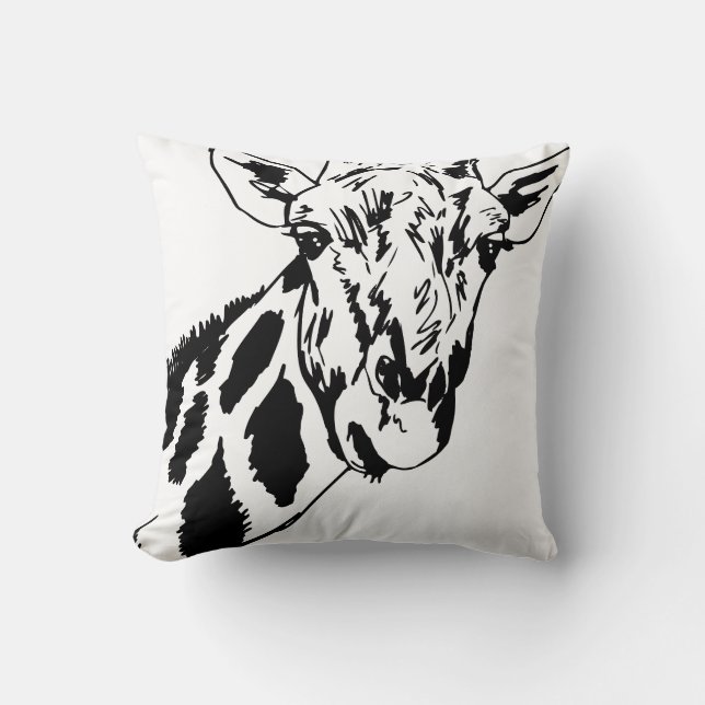 Trendig Black White Giraffe Decorative Dekorativ k Kudde (Framsida)