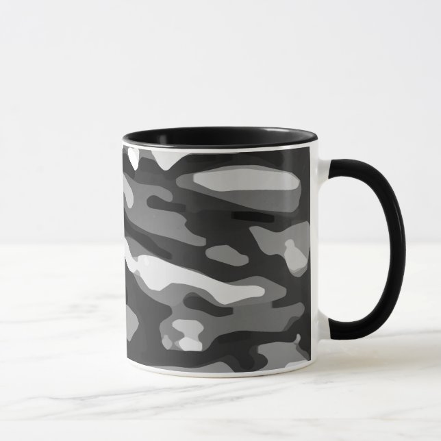 Trendig Black White Grått Abstrakt Mönster Mugg (Höger)