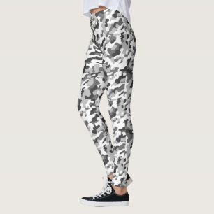 Trendig Black, White & Grått Camo Print Sports Leggings