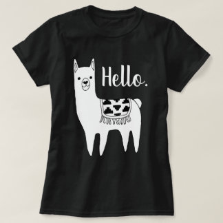 Trendig Black & White Llama Sketch Hej T-shirt
