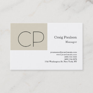 Trendig Black White Minimalist Modern Monogram Visitkort