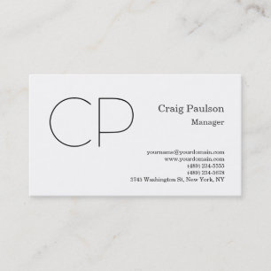 Trendig Black White Minimalist Modern Monogram Visitkort
