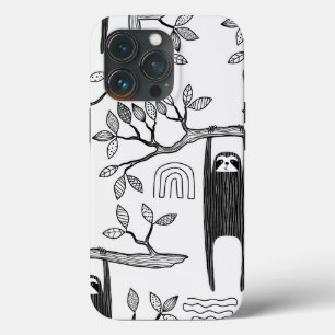 Trendig BLack White Modern Sloth Tuff Fodral