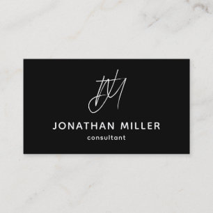 Trendig Black White Monogram Visitkort