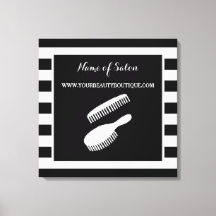 Trendig Black White Rand Hair Salon Sign Canvastryck