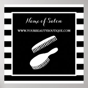 Trendig Black White Rand Hair Salon Sign Poster