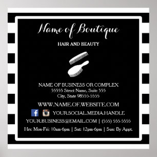 Trendig Black White Rand Salon Information Sign Poster