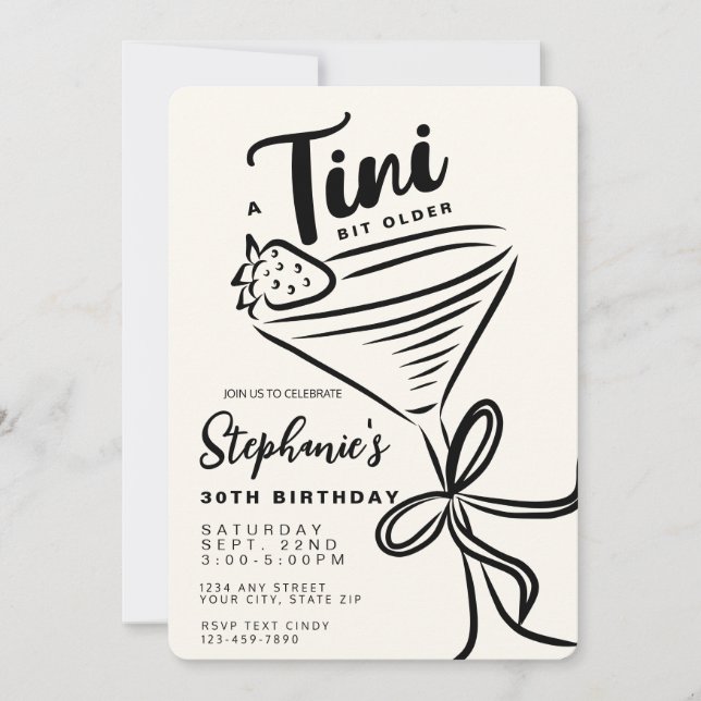 Trendig Black & White Tini Bit Older 30års födelse Inbjudningar (Framsida)