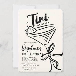 Trendig Black & White Tini Bit Older 30års födelse Inbjudningar