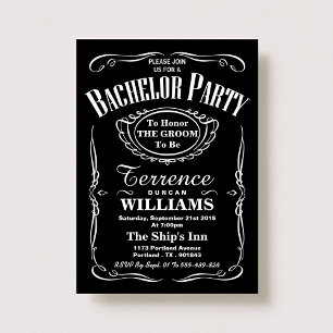 Trendig Black & White Typography Bachelor Party Inbjudningar