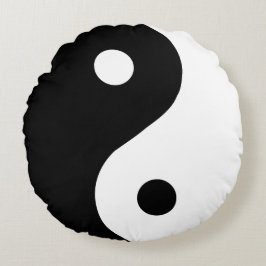 Trendig black-white Ying Yang Pillow Rund Kudde