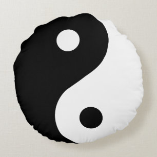Trendig black-white Ying Yang Pillow Rund Kudde