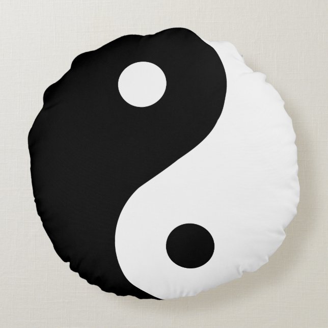 Trendig black-white Ying Yang Pillow Rund Kudde (Baksidan)