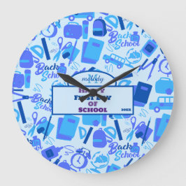 trendig blått Anpassadet Back to school Mönster Stor Klocka