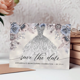 Trendig Blommig Quinceañera-Foto Spara Datumet Vykort