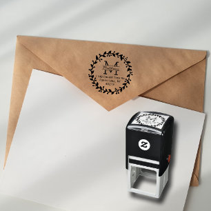 Trendig Blommigt Anpassningsbar av andning Monogra Självfärgande Stämpel