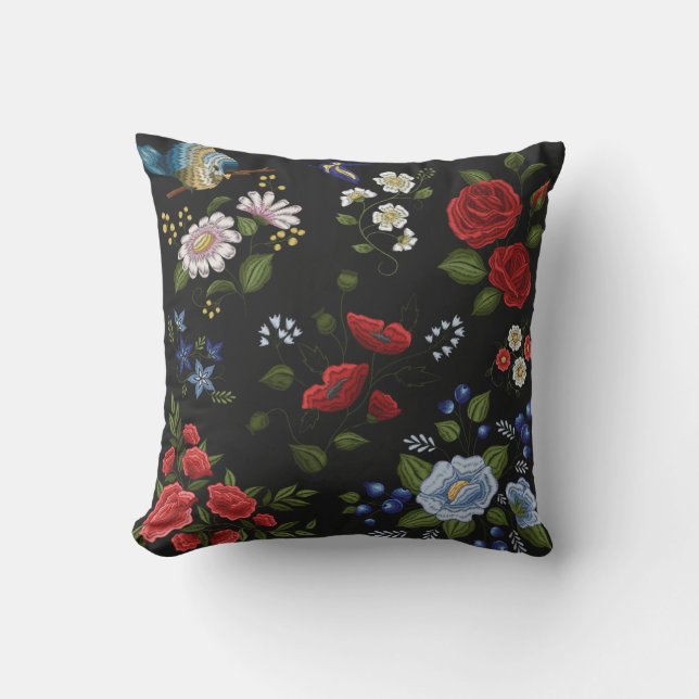 Trendig Blommigt Embroidery Kudde (Framsida)