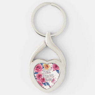 Trendig Blommigt Luxury Gift Collection Twisted Heart Silverfärgad Nyckelring