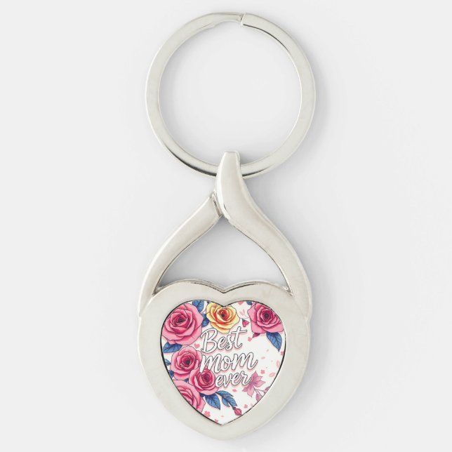 Trendig Blommigt Luxury Gift Collection Twisted Heart Silverfärgad Nyckelring (Framsidan)