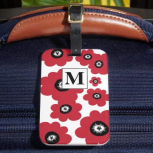 Trendig Blommigt - monogram resagemärkning Bagagebricka