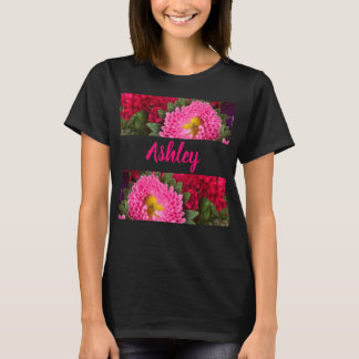 Trendig Blommigt Rosa och Red Aster Flowers T-Shir T Shirt