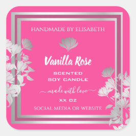 Trendig Blommigt Rosa produktförpackningsetiketter Fyrkantigt Klistermärke