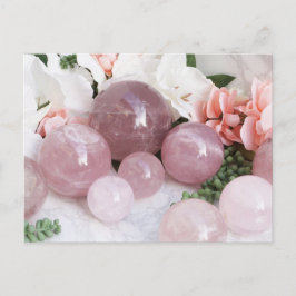 Trendig Blommigt Rosa ros Quartz Crystal Stone Vykort