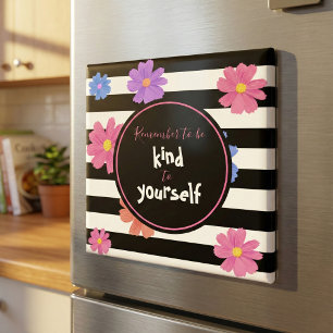Trendig Blommigt Svartvit Rand inspirationstjänst Magnet