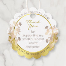 Trendig Blommigt White och Guld Färgad Tack