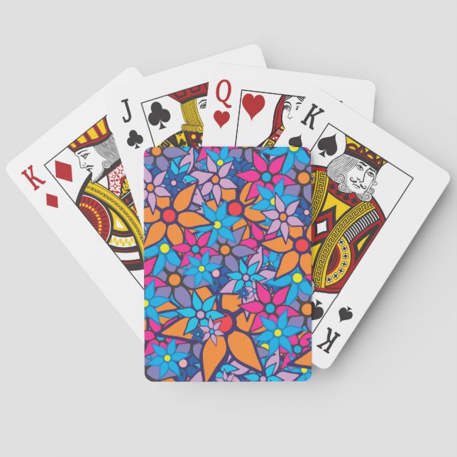 Trendig blomsterdesign spel kort (Baksidan)