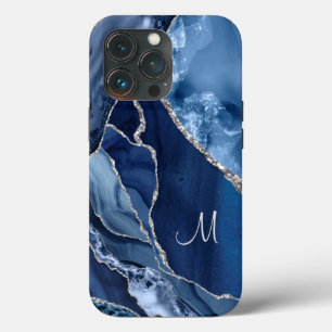Trendig Blue Agate Marble Geode Glitter