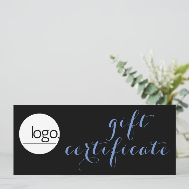TRENDIG BLUE BLACK BUSINESS LOGOTYP GIFT CERTIFICA (Stående Fram)