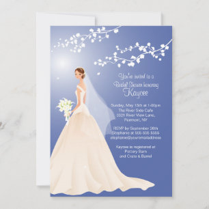 Trendig Blue BRUNETTE Bride Möhippa Inbjudan