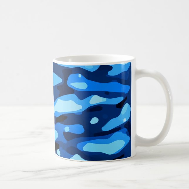 Trendig Blue Camo Abstrakt Mönster Kaffemugg (Höger)