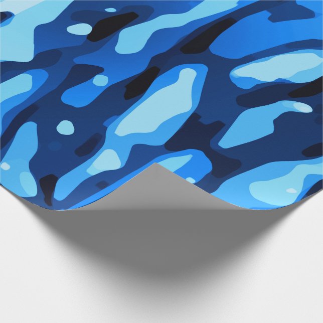 Trendig Blue Camo Abstrakt Mönster Presentpapper (Hörn)