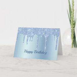 Trendig Blue Glitter Drifts Graphic Birthday Kort