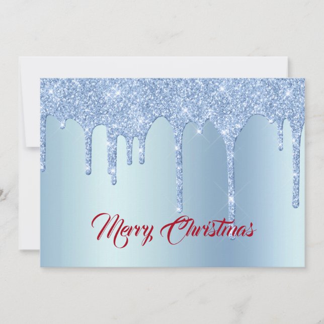 Trendig Blue Glitter Drives Graphic-julklapp, plat Julkort (Framsida)