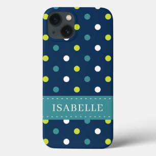 Trendig Blue Grönt Polka - lägg till ditt namn