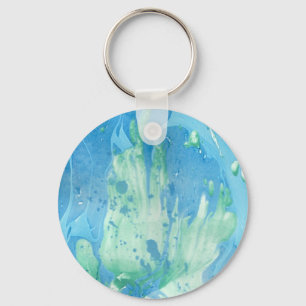 Trendig Blue Grönt White Marble ser modern ut Nyckelring