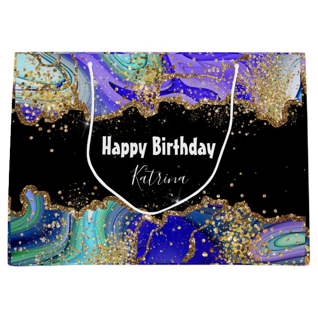 Trendig Blue Guld Agate Marcular (Framsidan)