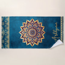 Trendig Blue Guld Mandala Elegant Yoga Anpassade
